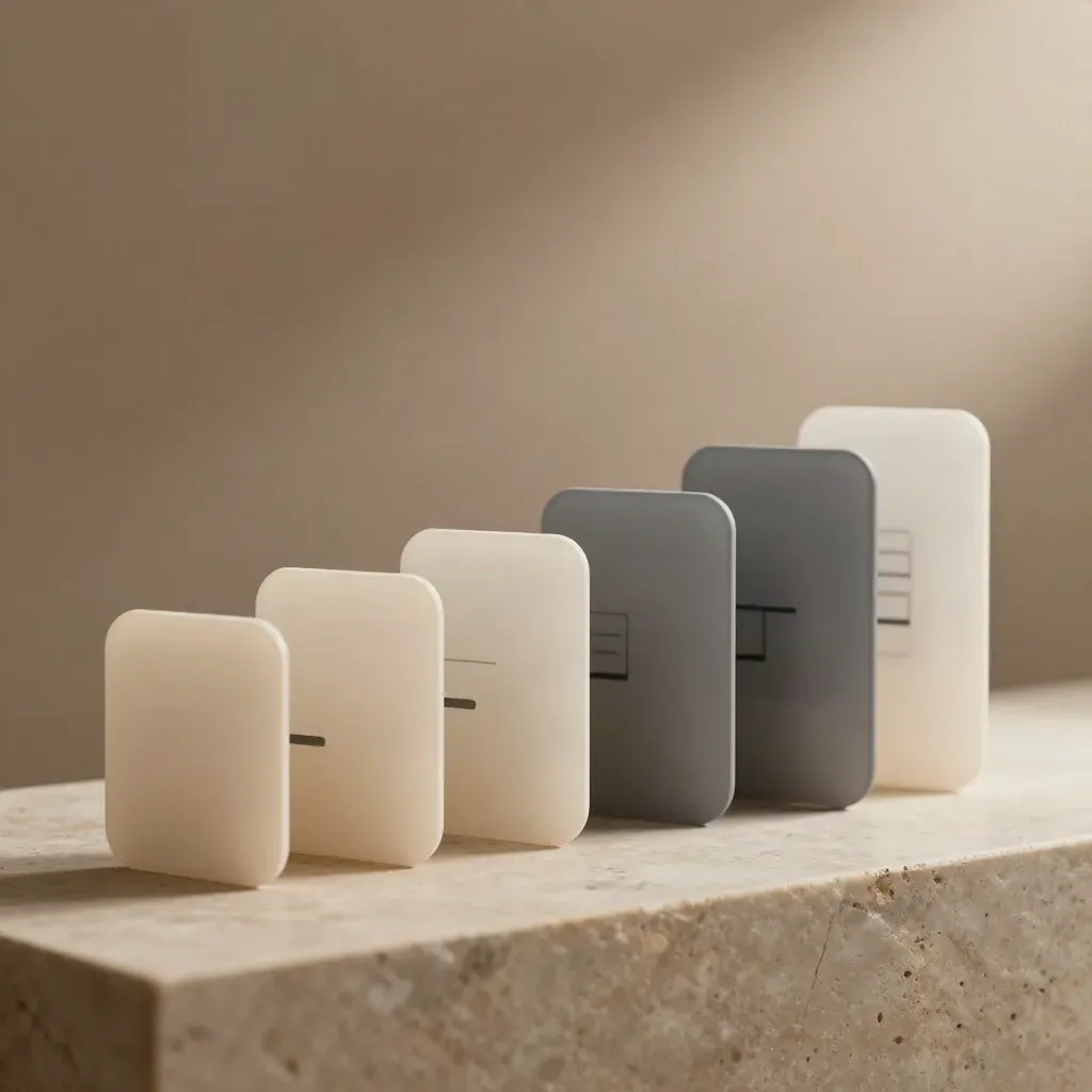 App onboarding flow cards cascade in a soft studio hero shot with a charcoal logic tile